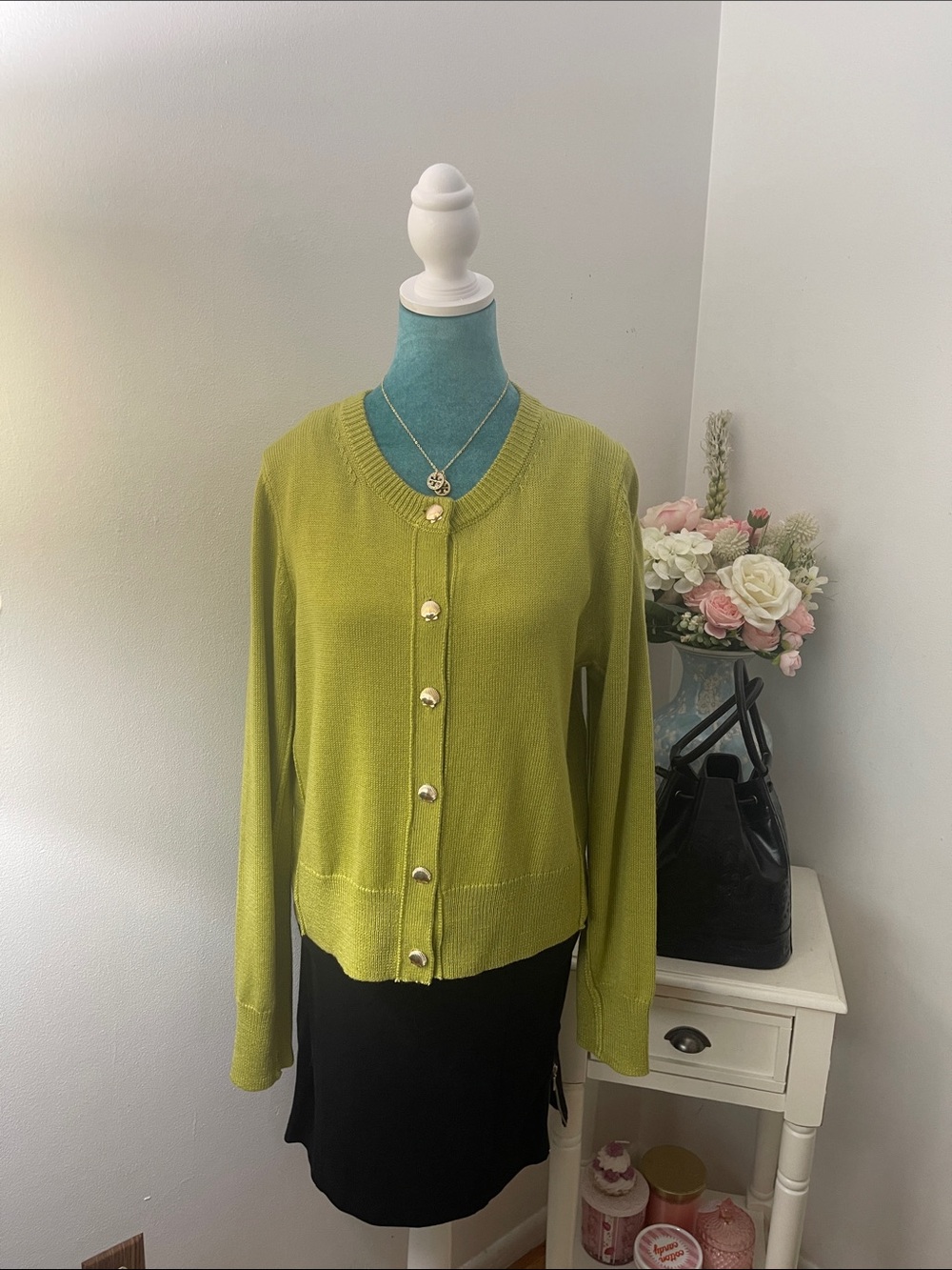 BE COOL Lime Green Button-Front Cardigan